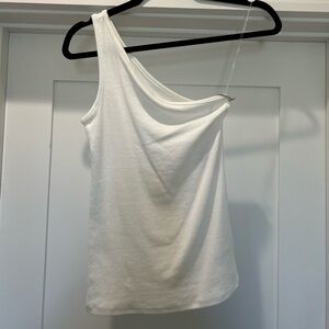 A New Day white one shoulder ribbed cotton tank XS (NWT)